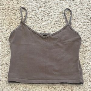 John Galt Brown Cropped V-Neck Cami